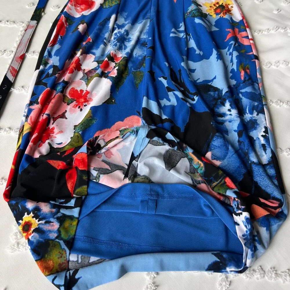 CACHE Midi Floral Print Diamond opening neck line Sheath Stretch Dress SIZE M - Picture 11 of 16